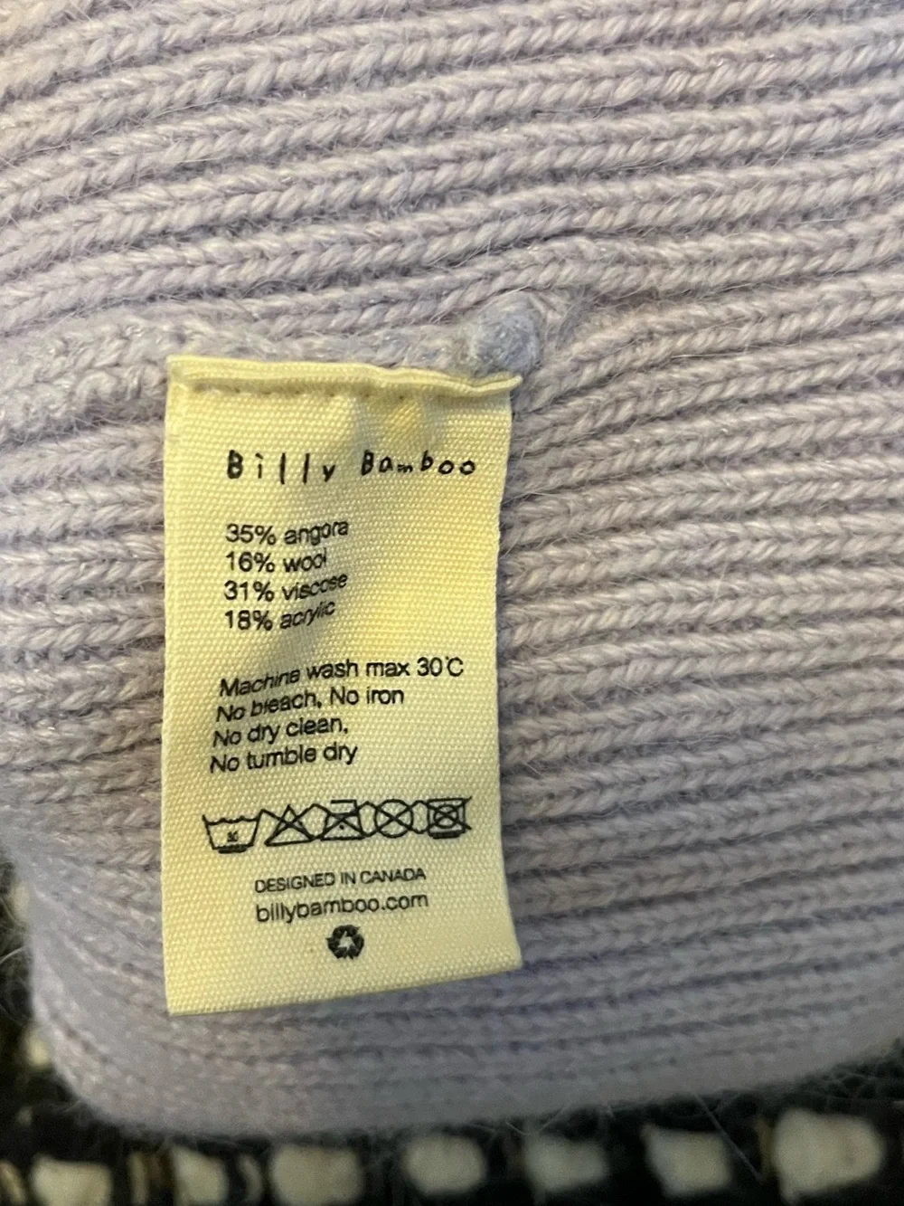 Billy Bamboo Project Paulie Lavender Angora Knit Beanie